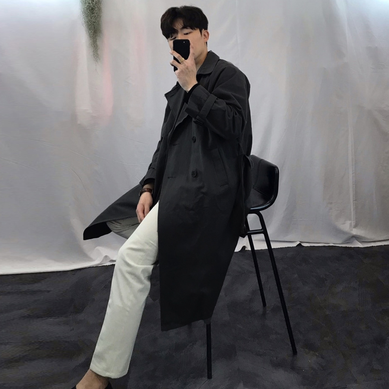 春秋新款韩版男士中长款风衣青年时尚休闲大衣学生范大码外套 2019 春秋新款韩版男士中长款风衣青年时尚休闲大衣学生范大码外套 2019