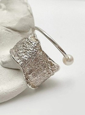 足银999纯银肌理几何线条戒指女轻奢高级感设计重工ins冷淡风小众