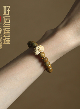 绿檀木好运莲莲佛珠手串