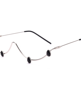 Ciseonik 美式INS手工镶钻水钻波镜 女金属无片装饰镜架