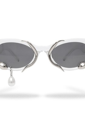 Ciseonik 珍珠耳环美女流泪墨镜个性太阳眼镜小脸猫眼高级感潮流