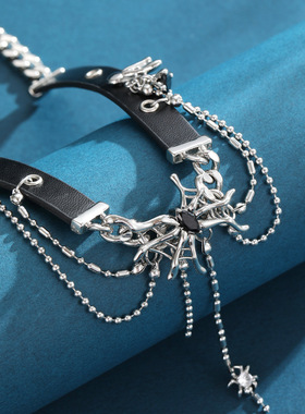Ciseonik 暗黑风蜘蛛网流苏chocker项链辣妹亚文化小众设计感甜