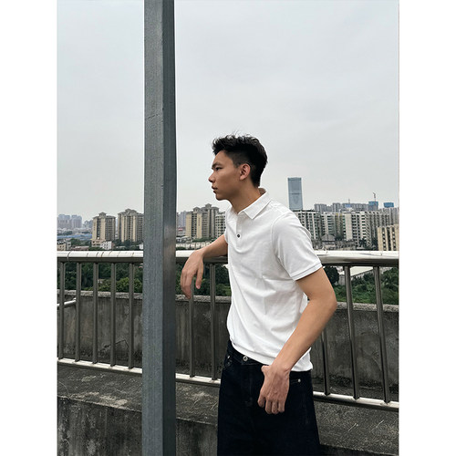 TBKL美式复古索罗娜短袖polo衫男修身简约纯色休闲重磅夏季T恤潮 - 图2