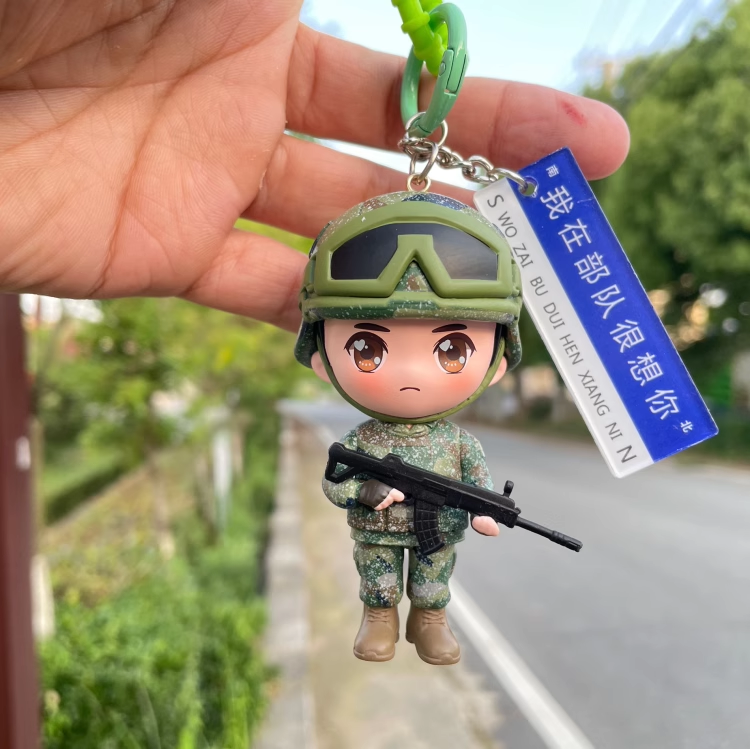 兵小萌原创兵哥哥公仔卡通玩偶车钥匙扣小卤蛋军人娃娃手办挂件礼 - 图0