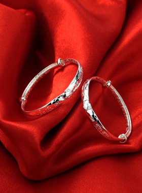 儿童小孩周岁礼物纯银手镯