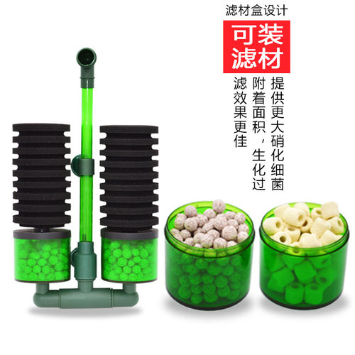 仟锐水妖精吸便过滤器反气举静音双头氧气泵三合一流化床水妖精 - 图0