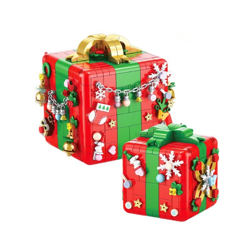 新款机关盒子节日拼搭组装积木玩具摆件儿童圣诞礼品普通塑料积木,淘宝优惠券,粉丝福利购,淘宝优惠卷