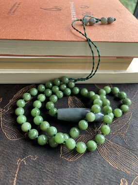 天然和田碧玉青花勒子籽料多圈手链项链