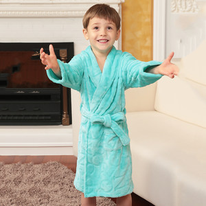 男童珊瑚绒睡袍史努比儿童浴袍女童睡衣法兰绒中大童家居服冬季厚
