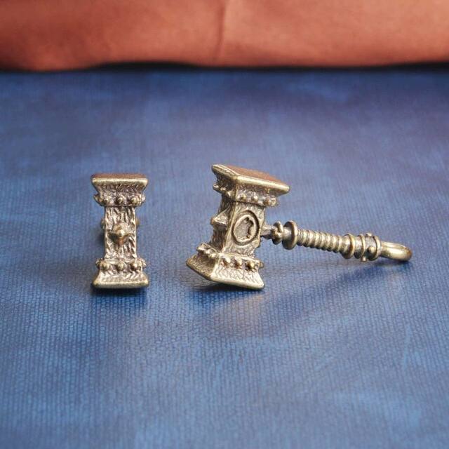 Pure Brass Thor's Hammer Creative Keychain Pendant Small Hammer Personalized Pendant Antique Miscellaneous Small Bronze Ornaments