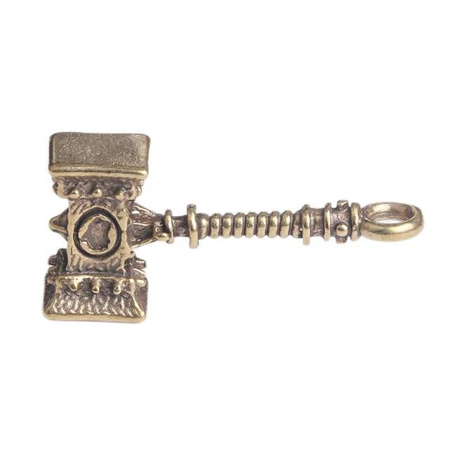Pure Brass Thor's Hammer Creative Keychain Pendant Small Hammer Personalized Pendant Antique Miscellaneous Small Bronze Ornaments