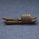 Old brass awning boat, creative incense stick, traditional fishing boat table top ornaments, tea pets, antiques, miscellaneous old copper ornaments