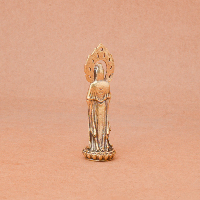创意纯黄铜复佛光观音佛像观音铜雕居家工艺品书桌办公桌装饰摆件,淘宝优惠券,粉丝福利购,淘宝优惠卷