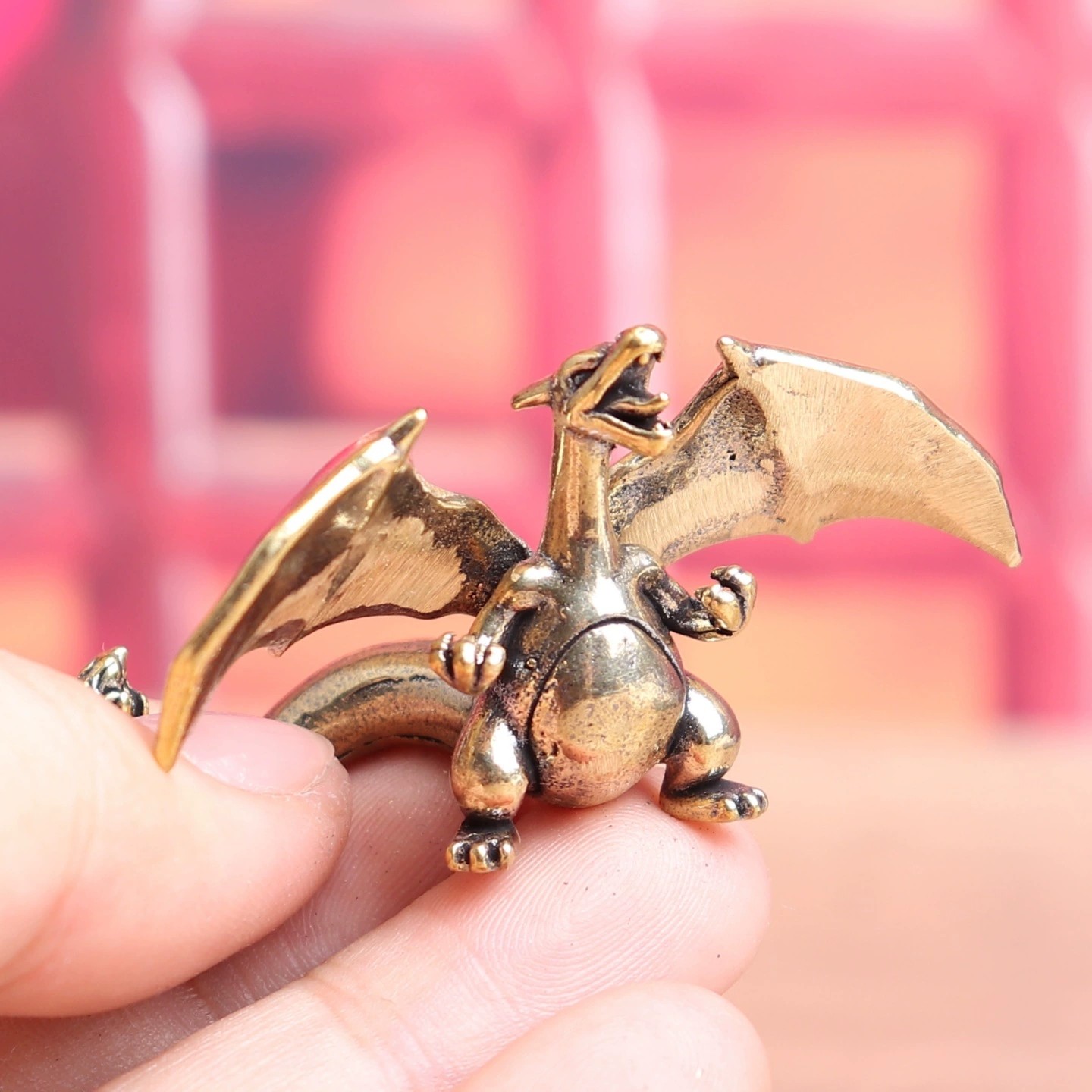 创意纯黄铜飞龙喷火龙翼龙复古老物件居家装饰桌面茶宠工艺品摆件,淘宝优惠券,粉丝福利购,淘宝优惠卷