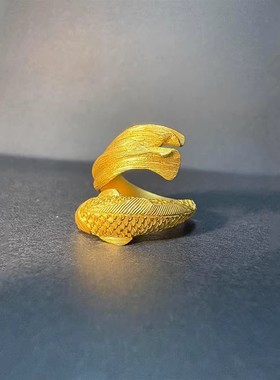 【鱼跃龙门】古法金色錾刻锦鲤戒指女轻奢高级感国风气质复古指环