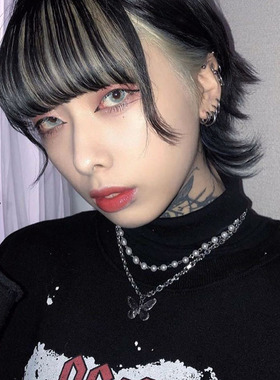 欧美跨境新品配饰 朋克嘻哈多层珍珠蝴蝶吊坠项饰 时尚潮流项链女