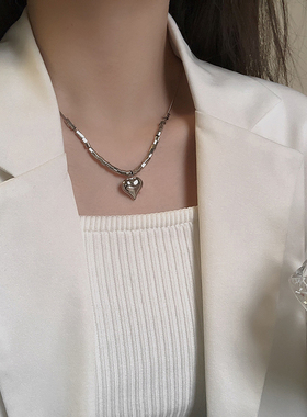 Wind冷淡风碎银爱心项链女