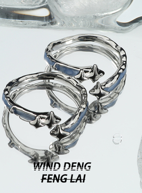 Wind 星河之恋蓝色星球滴胶珐琅彩戒指女简约轻奢开口戒原创指环