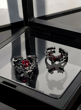 wind 个性小众设计暗月缠绕开口戒女情侣戒指时尚不规则肌理指环