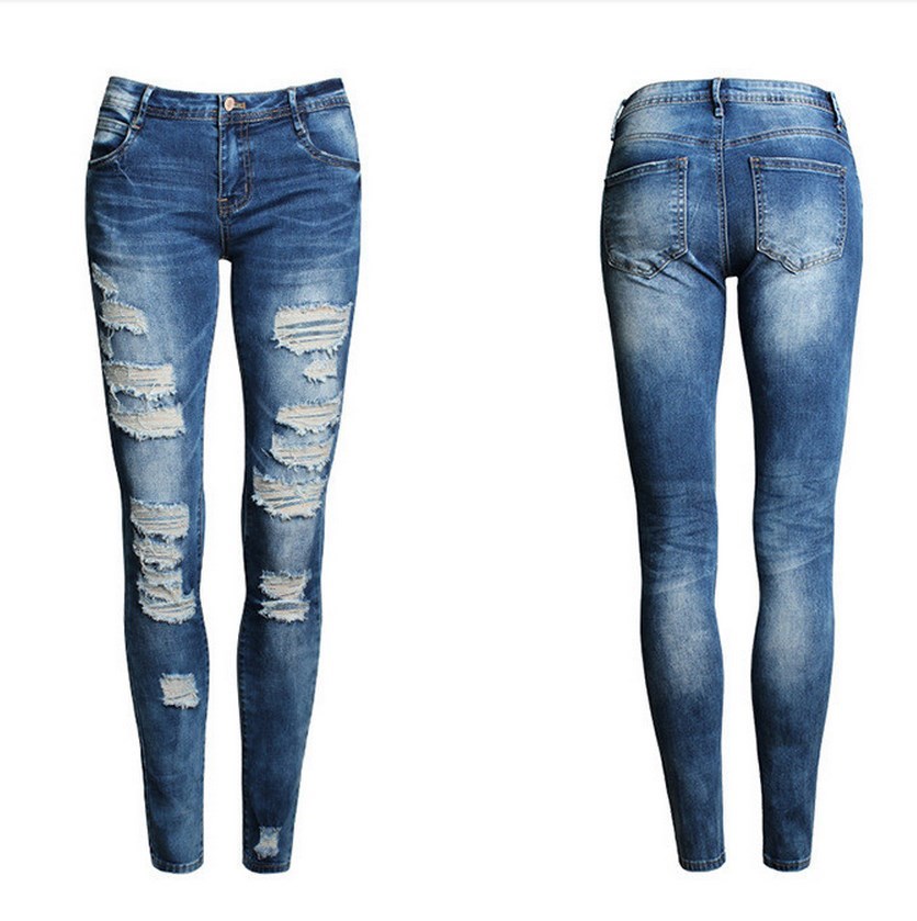 2018EBAY Fashion jeans woman ripped jeans for women牛仔裤女-图0