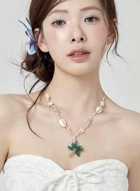 椰子树吊坠贝壳串珠项链