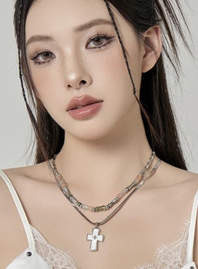 双层叠带竹节项链轻奢小众