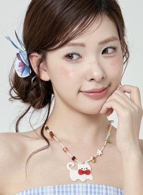 Starfire设计可爱卡通小猫吊坠项链小众个性童趣锁骨链卫衣链百搭