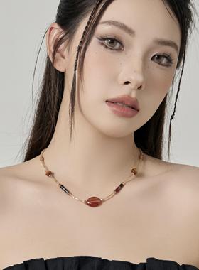 复古轻奢串珠项链秋冬锁骨链