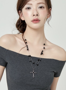 原创设计暗黑系哥特风十字架吊坠项链甜酷小众亚文化毛衣链配饰