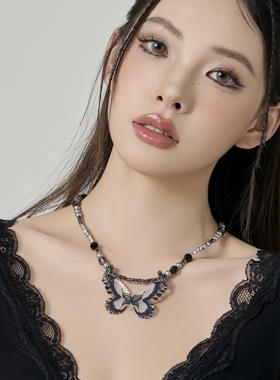 新中式串珠蝴蝶项链女轻奢小众