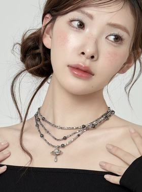 Starfire银色几何水晶星球项链