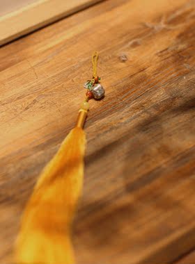 生姜925银柿柿如意长流苏吊坠