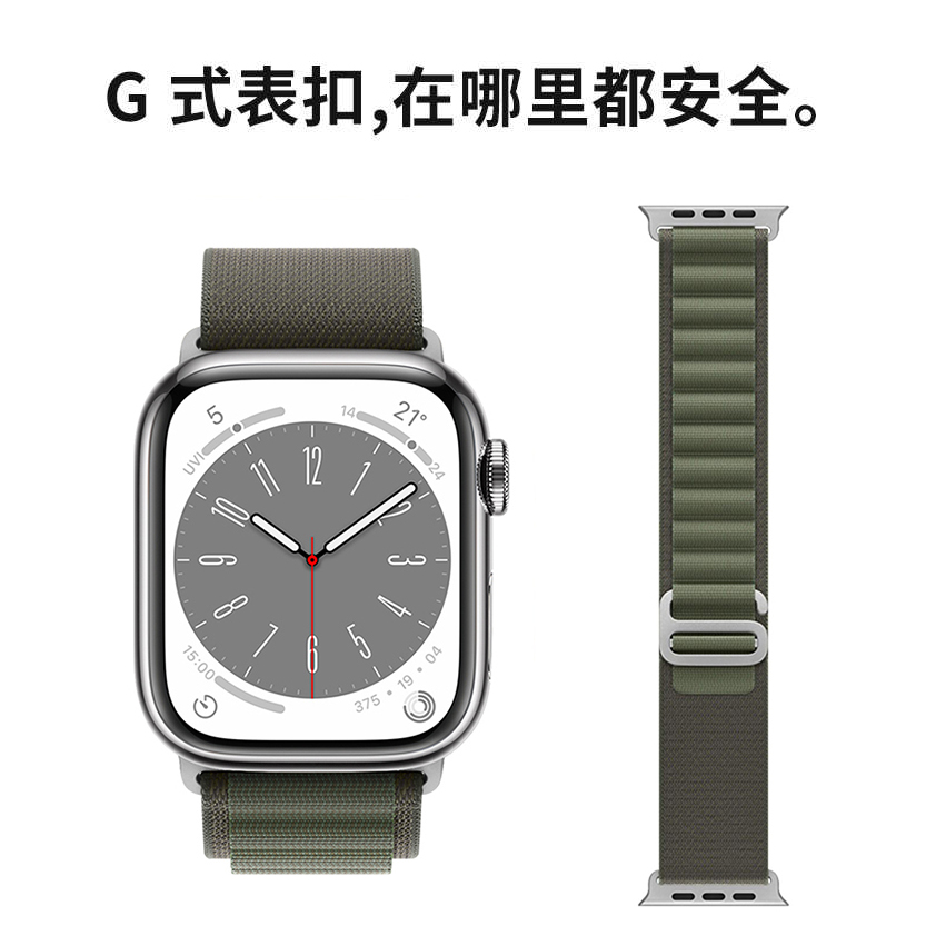 适用applewatch8表带WatchUltra高山回环式尼龙苹果手表表带iwatch7/6/5/4手表带se2代创意编织带series3男女-图2