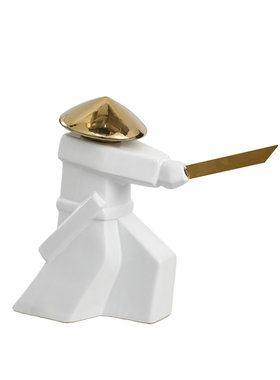 现代简约中国风白色金色武士侠客小摆件样板间潮玩饰品软装摆设