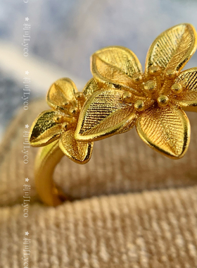 高保色不易褪色泽高度还原 磨砂质地金店工艺仿金桂花戒指