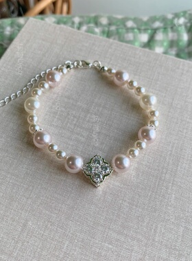 lyco 2026小众设计感人工珍珠手链女编织沙金简约百搭手饰