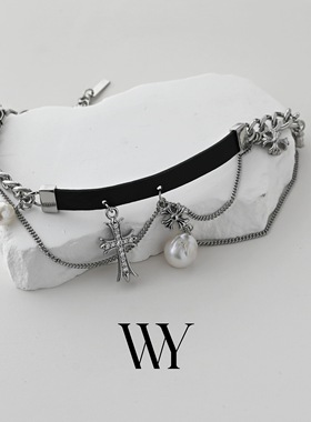 WY新款男女同款珍珠项链天然淡水巴洛克choker颈链项圈小众朋克风