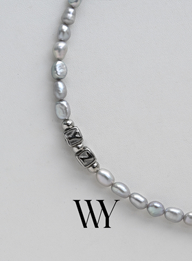 WY珍珠项链天然淡水颈链设计款笑脸字母定制DIY颈链情侣款甜酷风