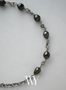 WY冬季新款原创设计天然海水大溪地拼接AB项链小众高级感锁骨链