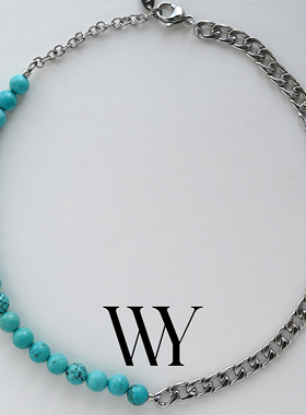 WY原创设计天然绿松石项链中性情侣款颈饰小众轻奢气质高级