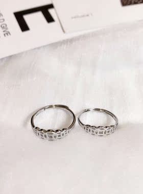 纯银镂空复古活扣爱情戒指