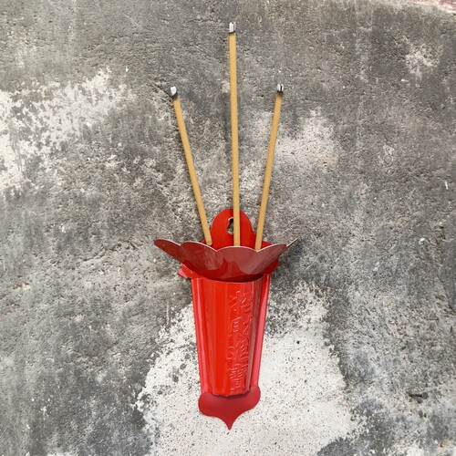 金色门神香插简墙上壁挂香炉佛堂寺庙家里香筒香架门口金字插香座 - 图3