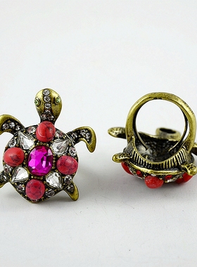 LIZ欧美打标饰品真石小金龟戒指内有调节圈042