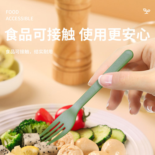 墨绿色一次性勺子单独包装轻食水果沙拉叉子甜品勺冰淇淋蛋糕叉勺 - 图1