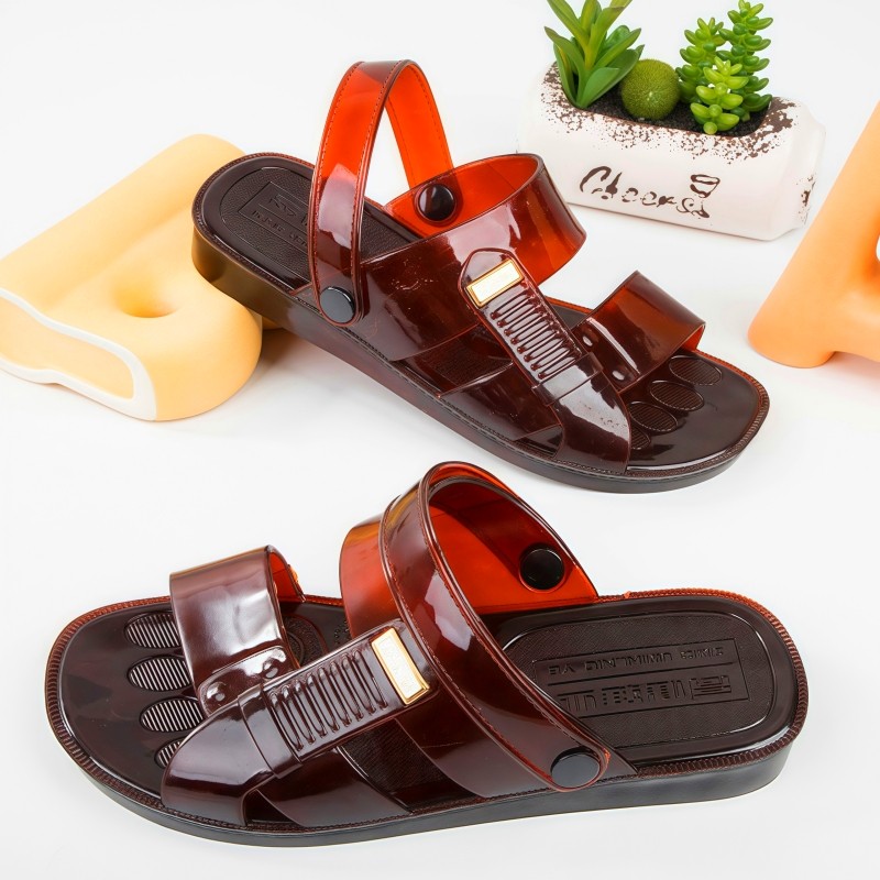 男士牛筋凉鞋拖鞋两用新款时尚复古防滑耐磨熟胶休闲防臭舒适拖鞋,淘宝优惠券,粉丝福利购,淘宝优惠卷