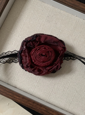 黑红色干枯灼烧玫瑰花choker暗黑项链洛丽塔配饰项链哥特腰链绑带