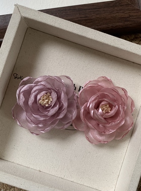 5.5厘米玫瑰花diy手工发夹发绳头饰衣服花朵辅料香蕉夹抓夹配件