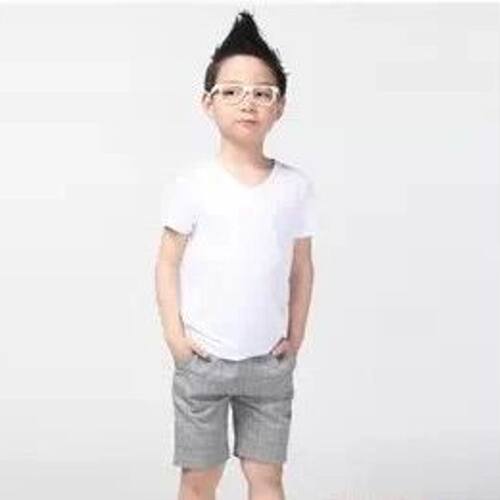 男童夏装新款童装V领儿童短袖纯棉大童t恤韩版女童打底衫搭配 - 图1