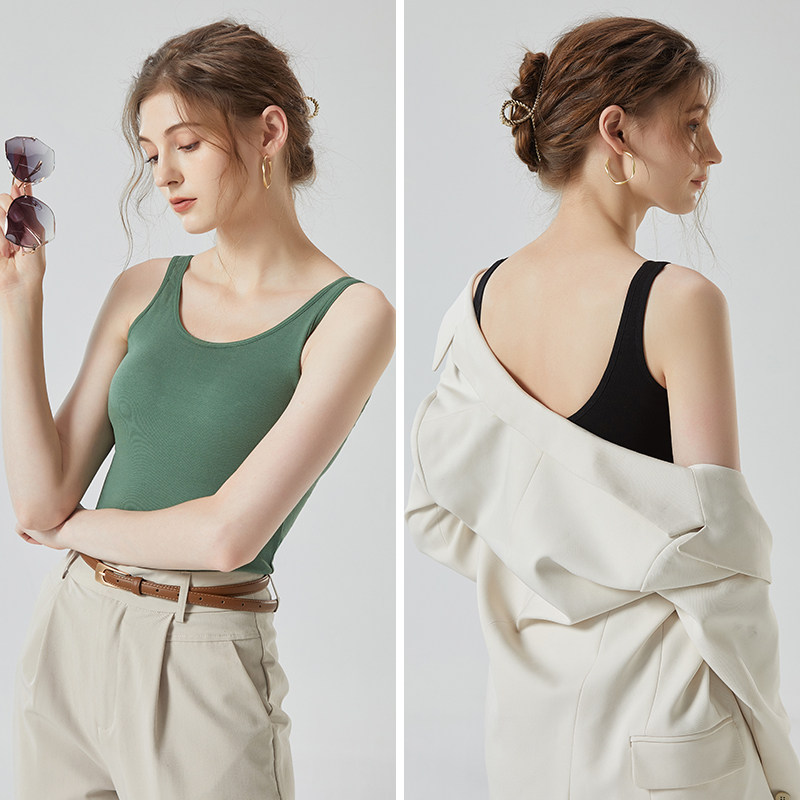 带胸垫吊带背心女内搭外穿2025新款白色纯棉打底无袖黑色上衣夏季,淘宝优惠券,粉丝福利购,淘宝优惠卷