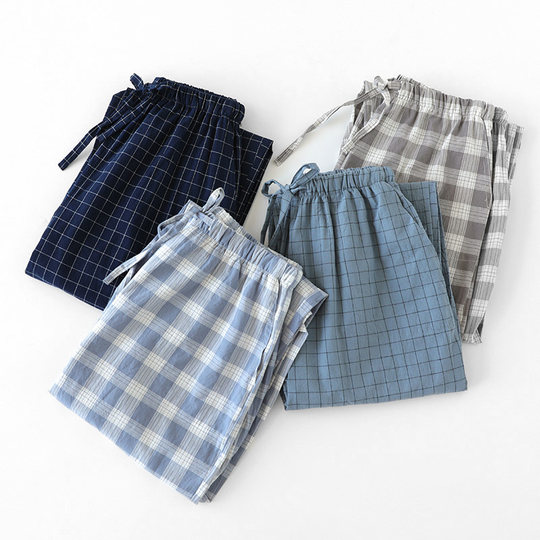 Sommer-Frühlings- und Herbst-Herren-Freizeithose aus karierter Baumwolle